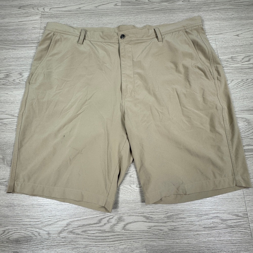FootJoy Mens Golf Shorts Khaki Tan W42 Performance Stretch Pocket Logo